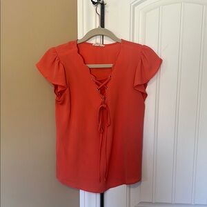 Women's Red Lace-Up Blouse